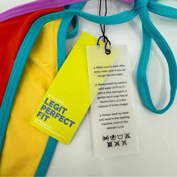 OneOne Swimwear Bikini SET Jenna Top Alexa Bottom Brighton Red Yellow Blue S - Picture 6 of 10